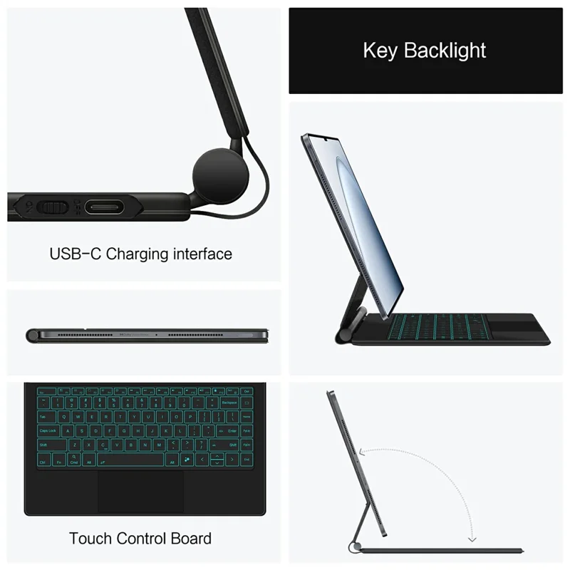 Pour Xiaomi Pad 7 Ultra Clavier magnétique flottant compatible Bluetooth (Français) + Étui en cuir pour tablette - Noir
