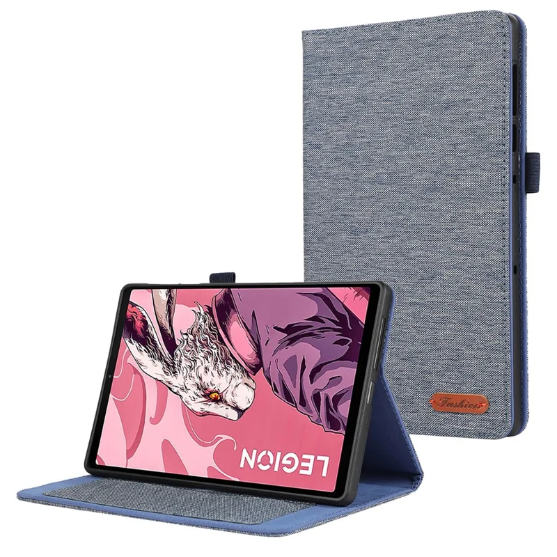 Capa para Lenovo Legion Y700 Gen 4 com Suporte, Porta-cartões, Textura de Tecido, Couro - Azul