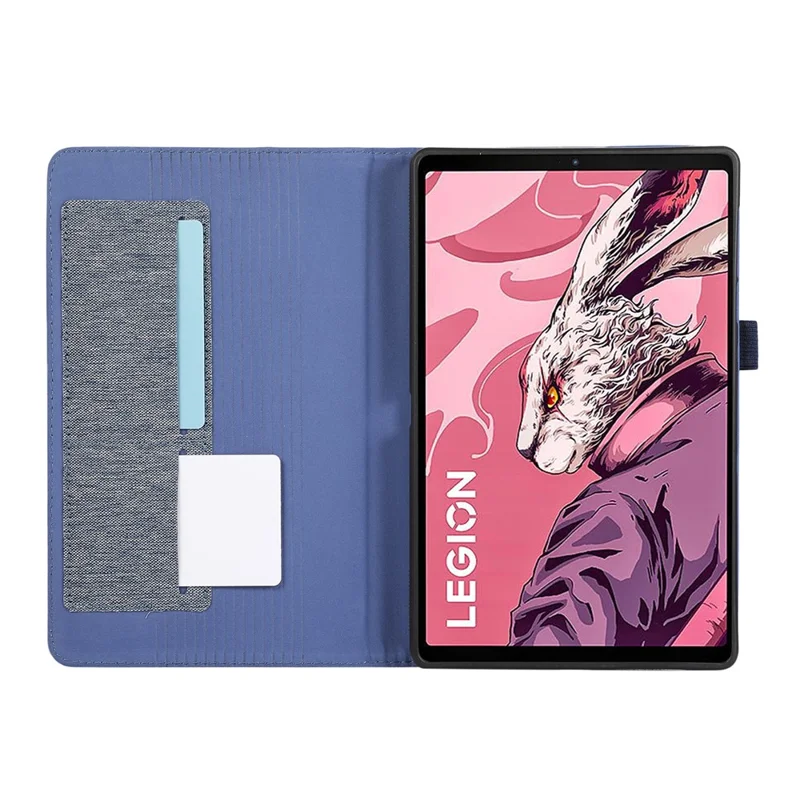 Capa para Lenovo Legion Y700 Gen 4 com Suporte, Porta-cartões, Textura de Tecido, Couro - Azul
