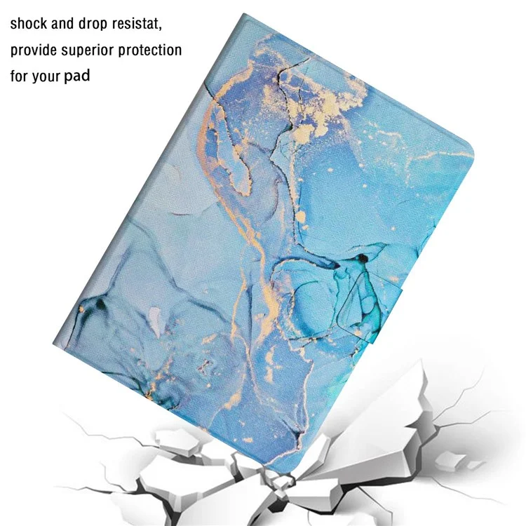 Para Lenovo Tab M10 (Gen 3) TB-328FU / TB-328XU Marble Pattern Full Protection Stand Tablet Case PU Leather Card Holder Shell with Auto Wake / Sleep - Blue Marble