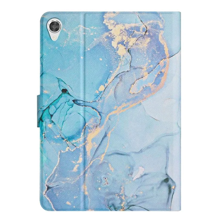 Para Lenovo Tab M10 (Gen 3) TB-328FU / TB-328XU Marble Pattern Full Protection Stand Tablet Case PU Leather Card Holder Shell with Auto Wake / Sleep - Blue Marble