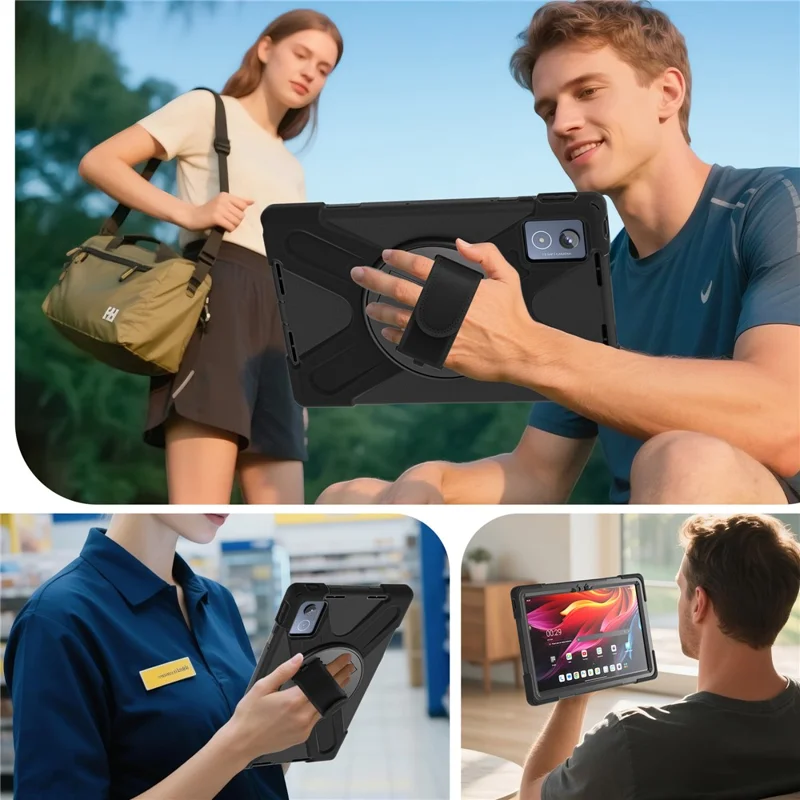 For Lenovo Tab K11 Plus / Zhaoyang K11 B352FU, TB230XC Case Kickstand PC + Silicone Tablet Cover - Black