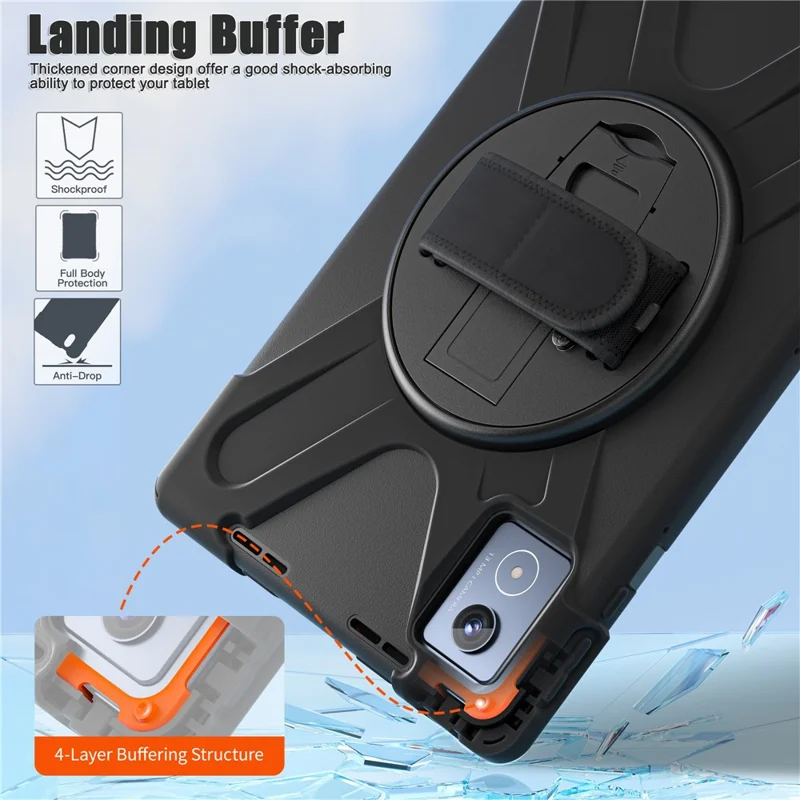 For Lenovo Tab K11 Plus / Zhaoyang K11 B352FU, TB230XC Case Kickstand PC + Silicone Tablet Cover - Black