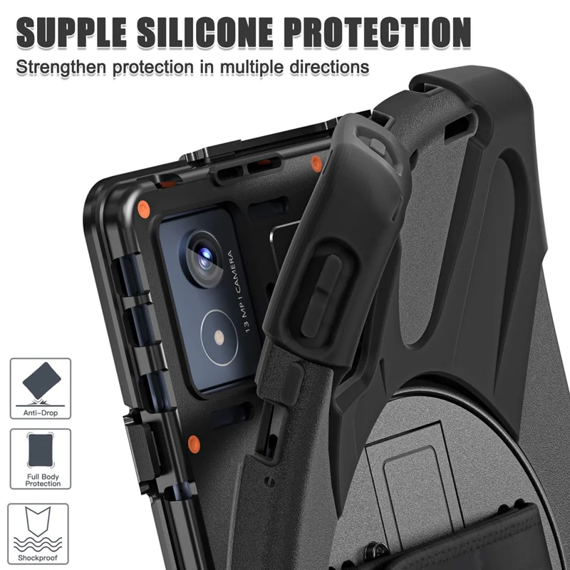 For Lenovo Tab K11 Plus / Zhaoyang K11 B352FU, TB230XC Case Kickstand PC + Silicone Tablet Cover - Black