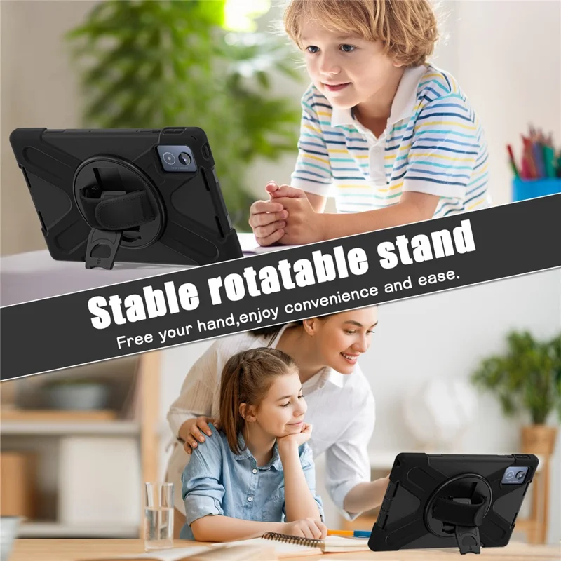 For Lenovo Tab K11 Plus / Zhaoyang K11 B352FU, TB230XC Case Kickstand PC + Silicone Tablet Cover - Black