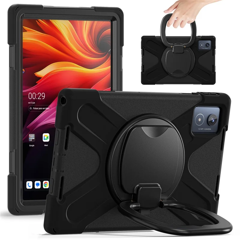 Für Lenovo Tab K11 Plus / Zhaoyang K11 B352FU, Hülle TPU + PC + Silikon Tablet-Schutzhülle mit Ständer - Schwarz