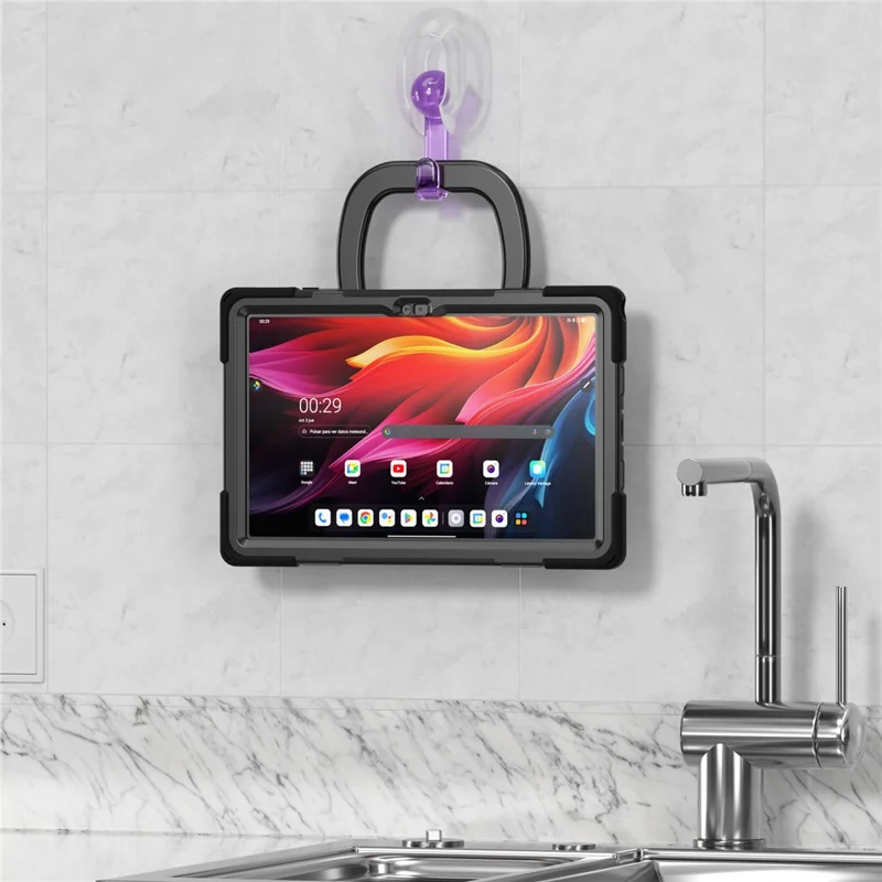 Für Lenovo Tab K11 Plus / Zhaoyang K11 B352FU, Hülle TPU + PC + Silikon Tablet-Schutzhülle mit Ständer - Schwarz