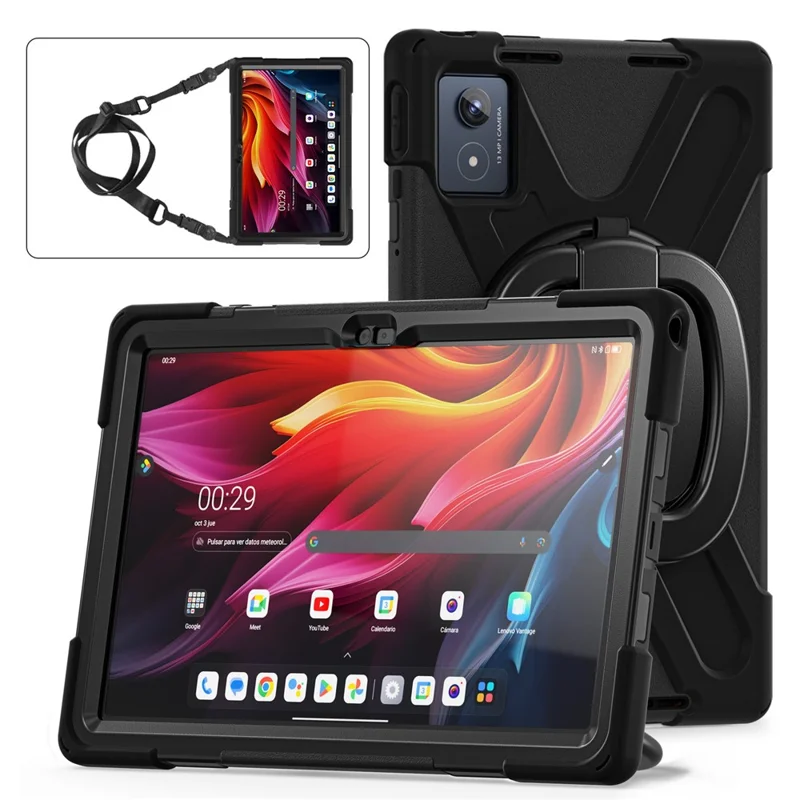 Para Lenovo Tab K11 Plus / Zhaoyang K11 B352FU, Capa com Alça de Ombro TPU + PC + Silicone com Suporte de Apoio para Tablet - Preto