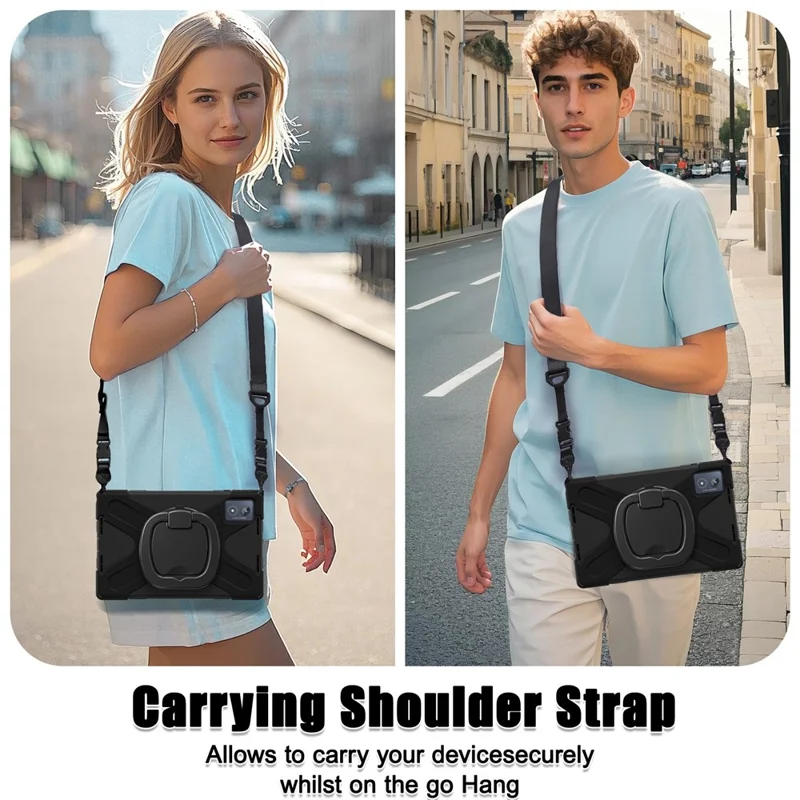 Para Lenovo Tab K11 Plus / Zhaoyang K11 B352FU, Capa com Alça de Ombro TPU + PC + Silicone com Suporte de Apoio para Tablet - Preto