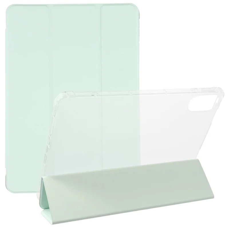 Capa para Xiaomi Redmi Pad 2 com Compartimento para Caneta, Suporte Dobrável em Três Partes, Couro PU+TPU, Capa para Tablet com Ativação/Desativação Automática - Verde Matcha