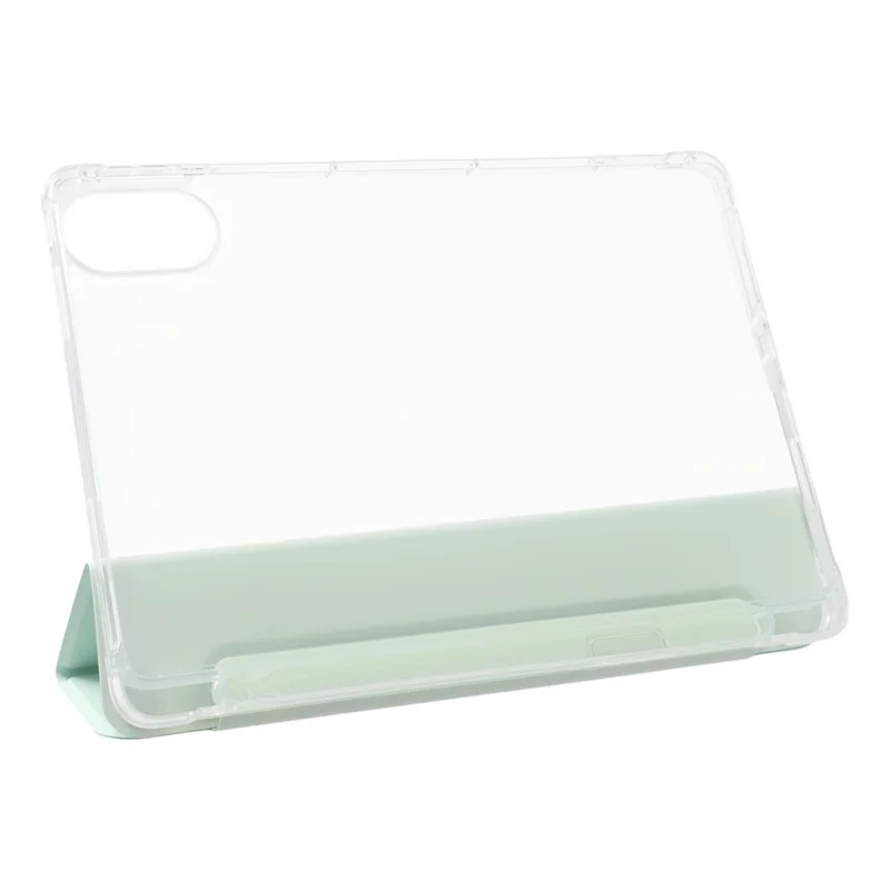 Capa para Xiaomi Redmi Pad 2 com Compartimento para Caneta, Suporte Dobrável em Três Partes, Couro PU+TPU, Capa para Tablet com Ativação/Desativação Automática - Verde Matcha