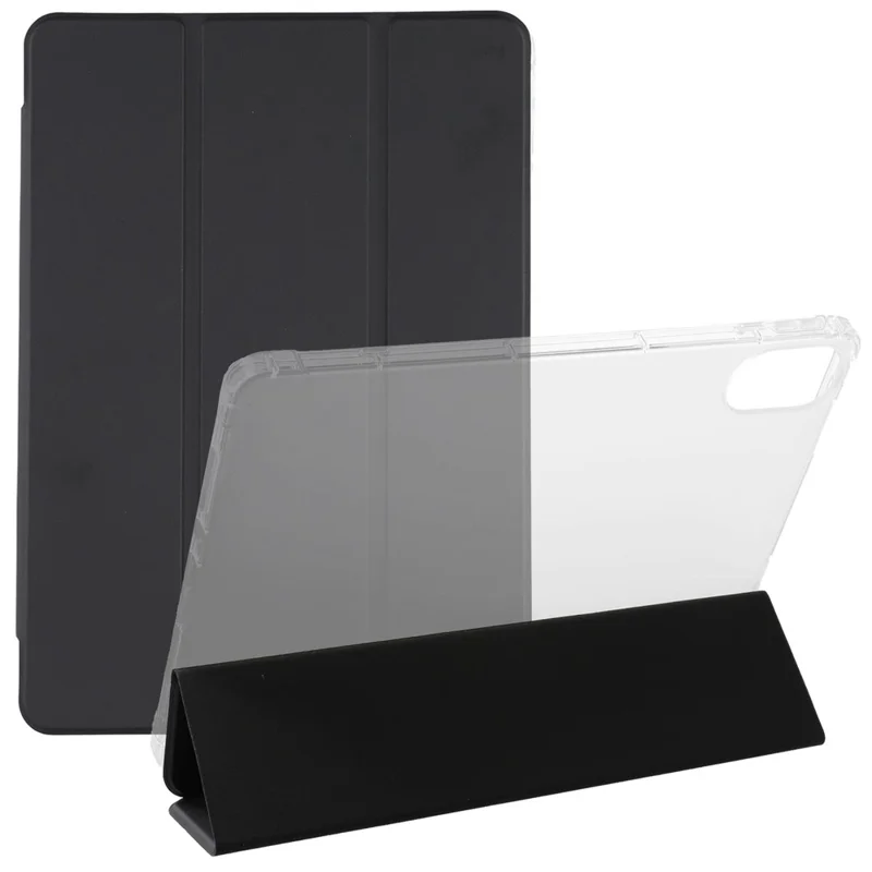 For Xiaomi Redmi Pad 2 Case with Pen Slot Tri-Fold Stand PU Leather+TPU Tablet Cover Auto Wake  /  Sleep - Black