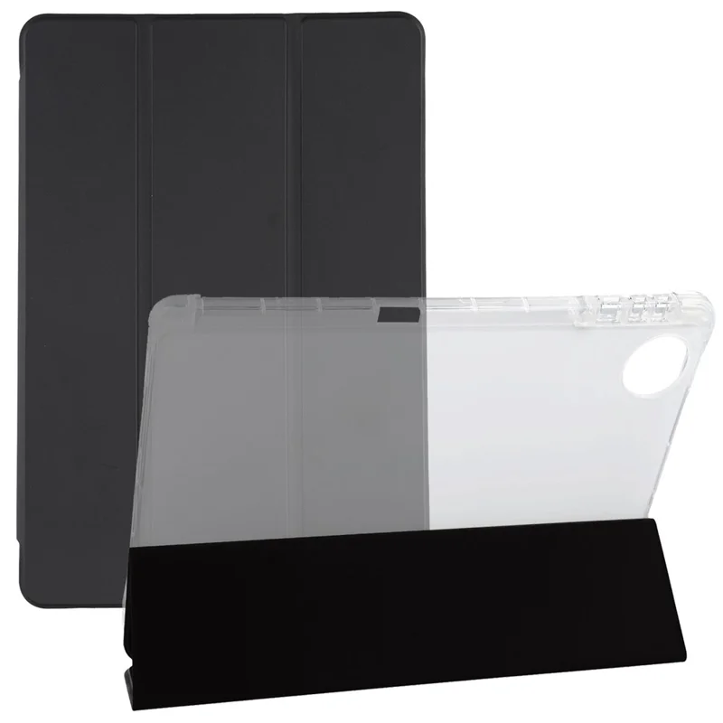 For Honor Pad 10 Case with Pen Slot Tri-Fold Stand PU Leather+TPU Tablet Cover Auto Wake  /  Sleep - Black
