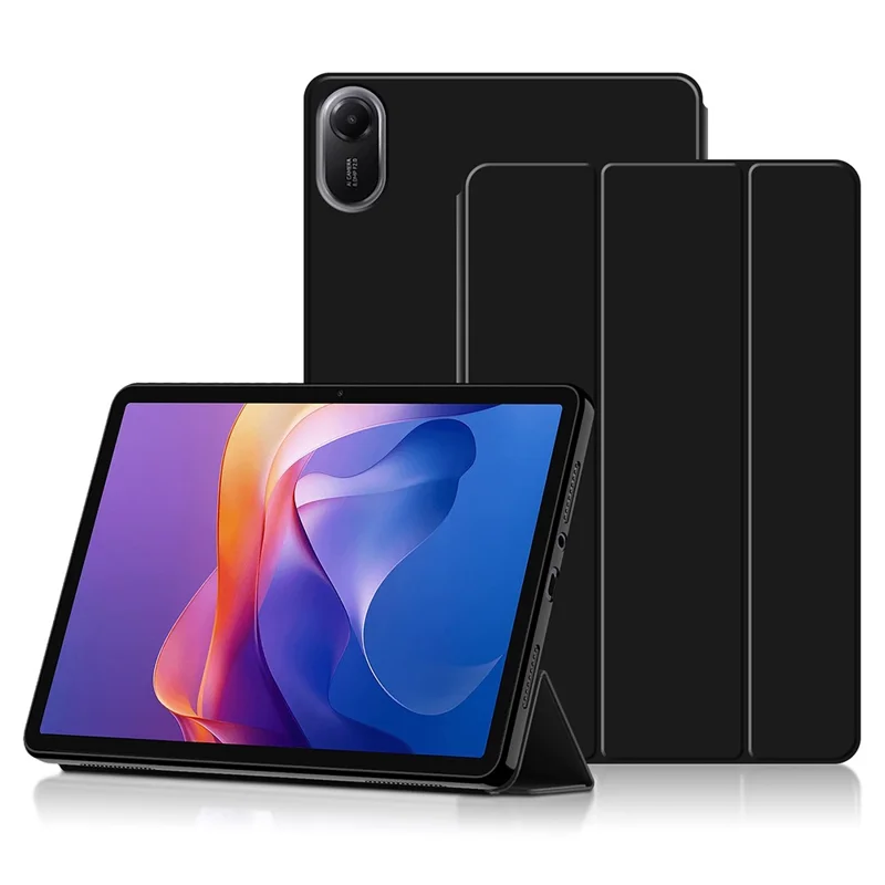 Capa para Xiaomi Redmi Pad 2 em Couro PU com Suporte Dobrável e Parte Traseira em TPU - Preto