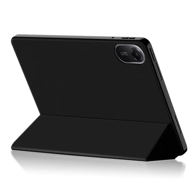 Capa para Xiaomi Redmi Pad 2 em Couro PU com Suporte Dobrável e Parte Traseira em TPU - Preto