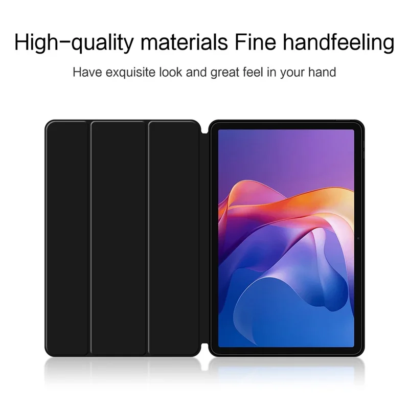 Capa para Xiaomi Redmi Pad 2 em Couro PU com Suporte Dobrável e Parte Traseira em TPU - Preto