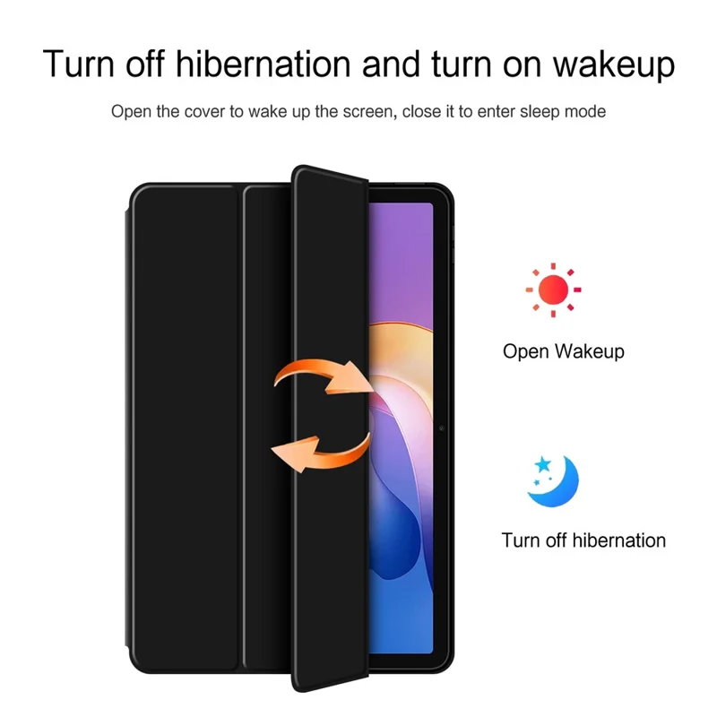 Capa para Xiaomi Redmi Pad 2 em Couro PU com Suporte Dobrável e Parte Traseira em TPU - Preto
