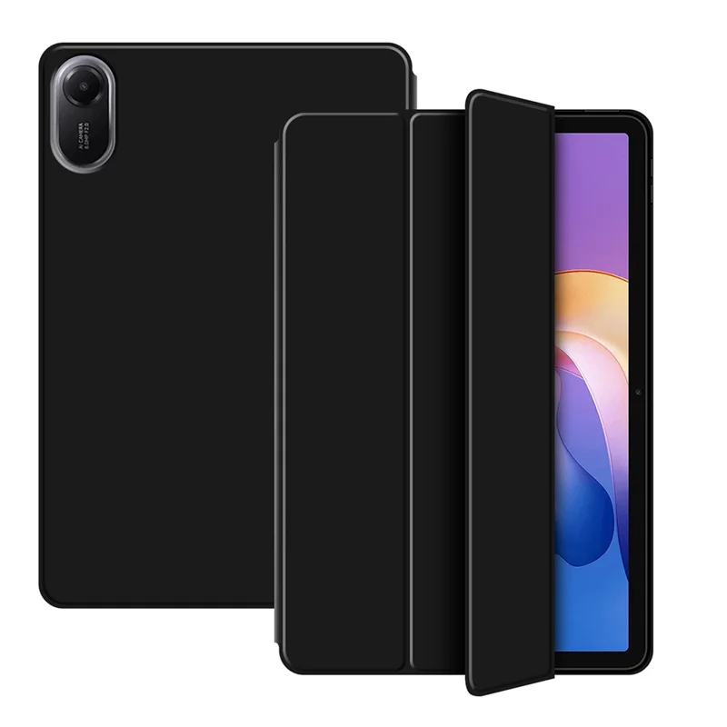 Capa para Xiaomi Redmi Pad 2 em Couro PU com Suporte Dobrável e Parte Traseira em TPU - Preto