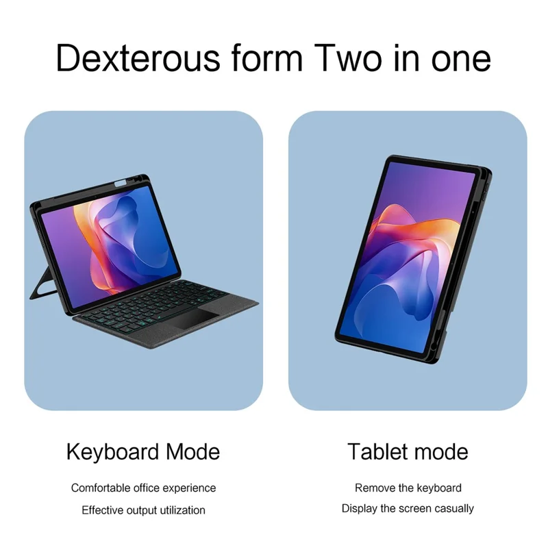 For Xiaomi Redmi Pad 2 Leather Case + Bluetooth-Compatible Keyboard with Backlight Trackpad