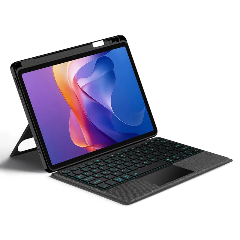 For Xiaomi Redmi Pad 2 Leather Case + Bluetooth-Compatible Keyboard with Backlight Trackpad