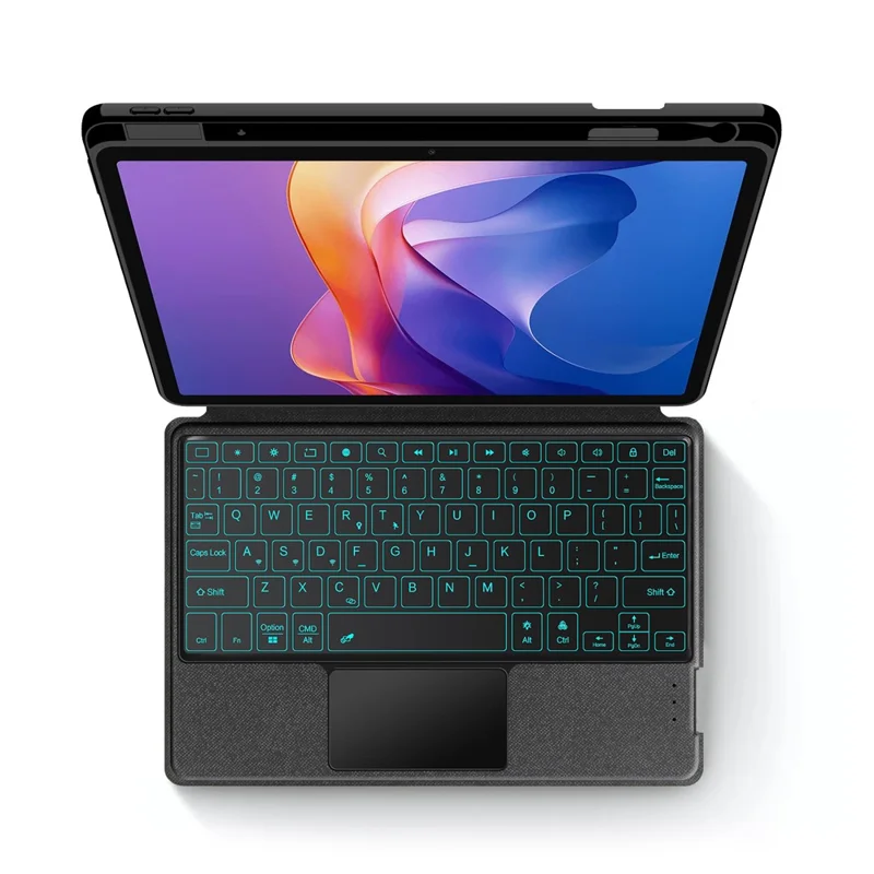 For Xiaomi Redmi Pad 2 Leather Case + Bluetooth-Compatible Keyboard with Backlight Trackpad