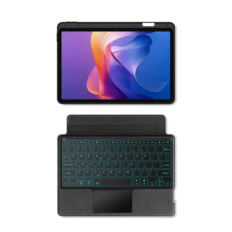 For Xiaomi Redmi Pad 2 Leather Case + Bluetooth-Compatible Keyboard with Backlight Trackpad