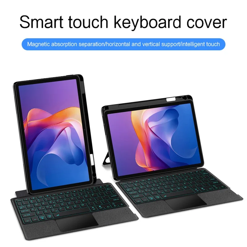 For Xiaomi Redmi Pad 2 Leather Case + Bluetooth-Compatible Keyboard with Backlight Trackpad