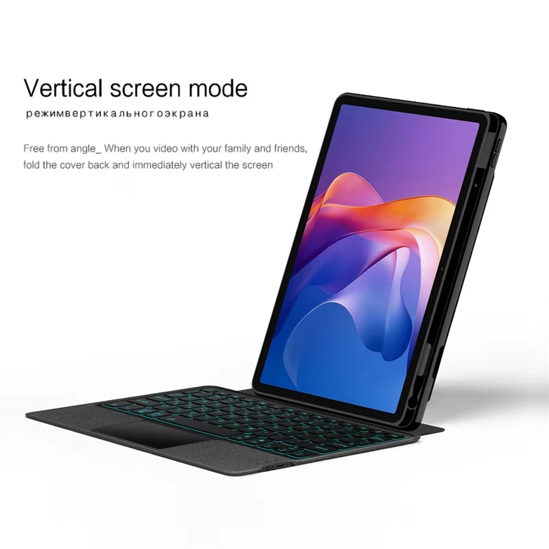 For Xiaomi Redmi Pad 2 Leather Case + Bluetooth-Compatible Keyboard with Backlight Trackpad