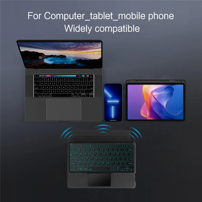 For Xiaomi Redmi Pad 2 Leather Case + Bluetooth-Compatible Keyboard with Backlight Trackpad