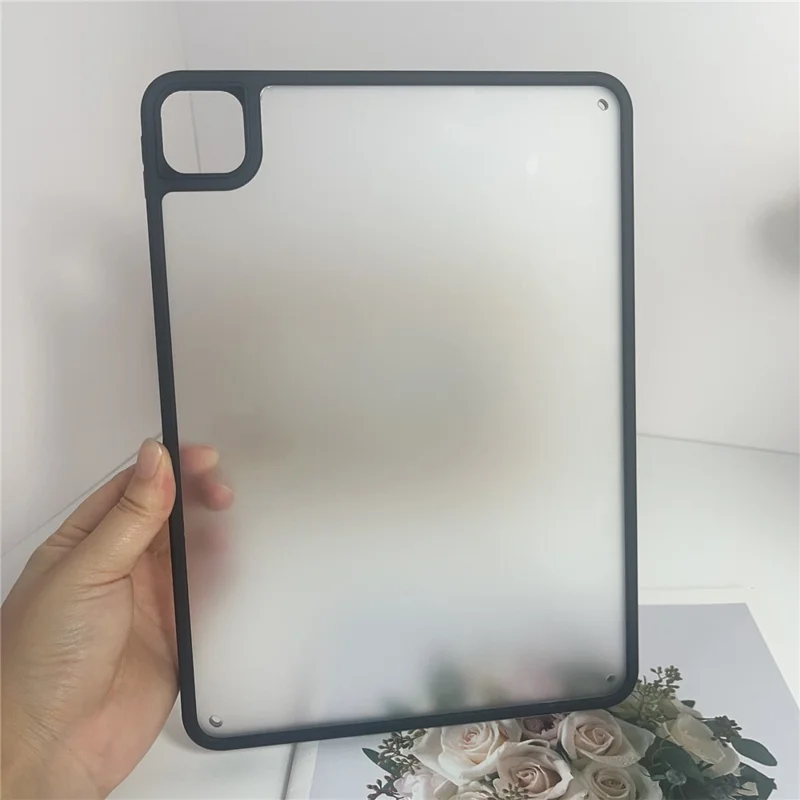 For iPad Pro 11 (2022) / (2021) / (2020) / (2018) Case TPU + Acrylic + PC Matte Shockproof Tablet Cover - Black