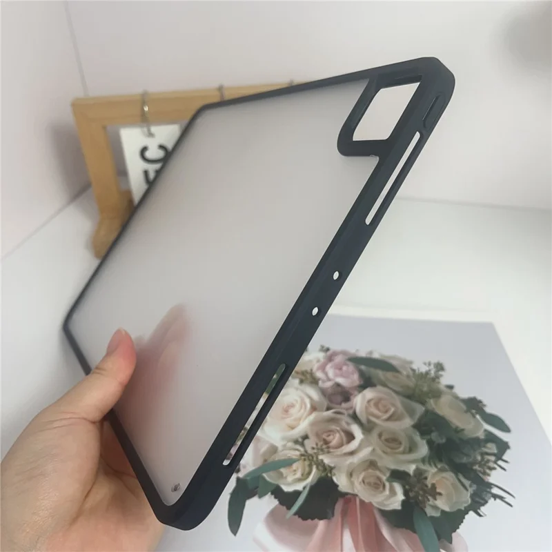 For iPad Pro 11 (2022) / (2021) / (2020) / (2018) Case TPU + Acrylic + PC Matte Shockproof Tablet Cover - Black