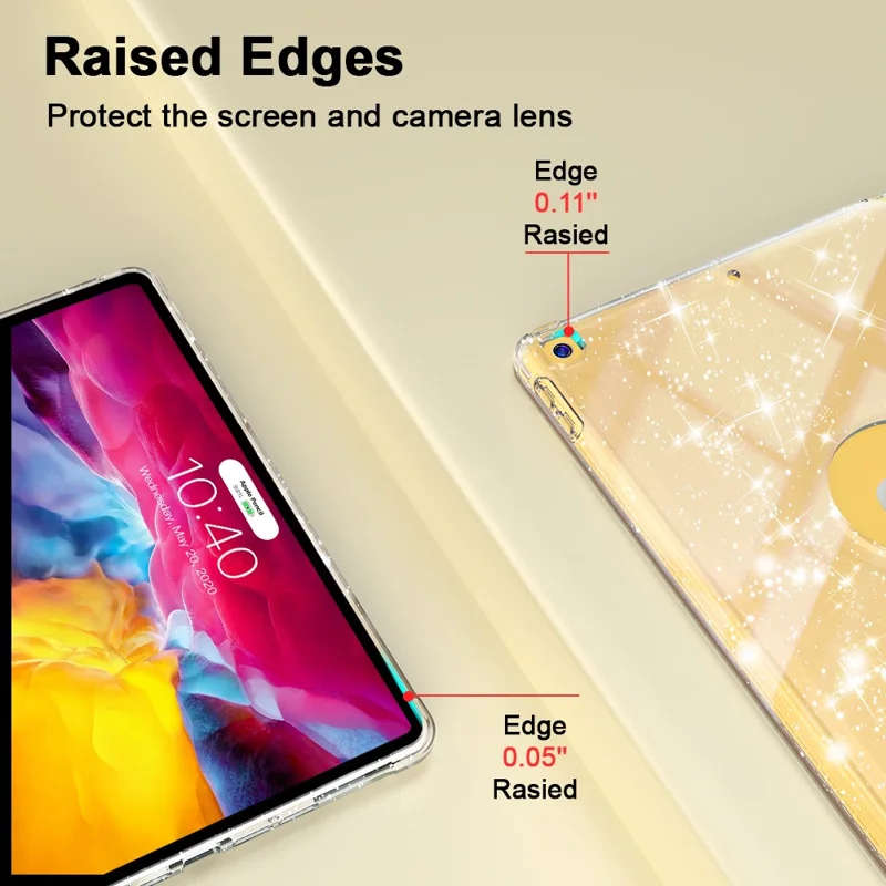 Étui pour iPad 10,2 (2021) / (2019) / (2020) avec Emplacement pour Stylet Support Pliant Trois Volets Housse de Protection Brillante pour Tablette - Or Rose