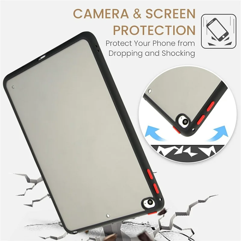 For iPad mini (2019) 7.9 inch  /  mini 4 Case Skin Touch Matte Acrylic TPU Shockproof Tablet Cover - Black