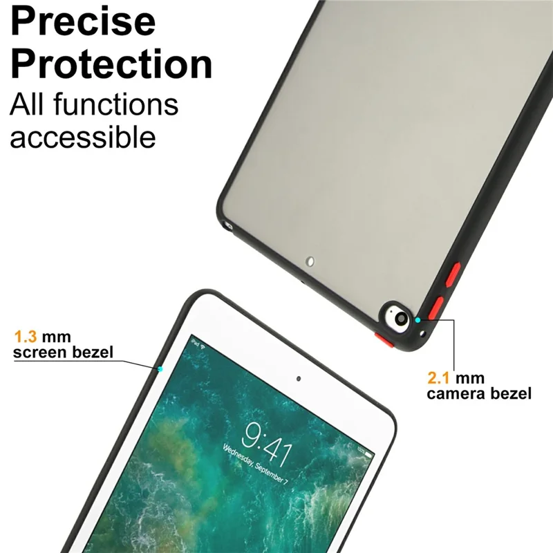 For iPad mini (2019) 7.9 inch  /  mini 4 Case Skin Touch Matte Acrylic TPU Shockproof Tablet Cover - Black