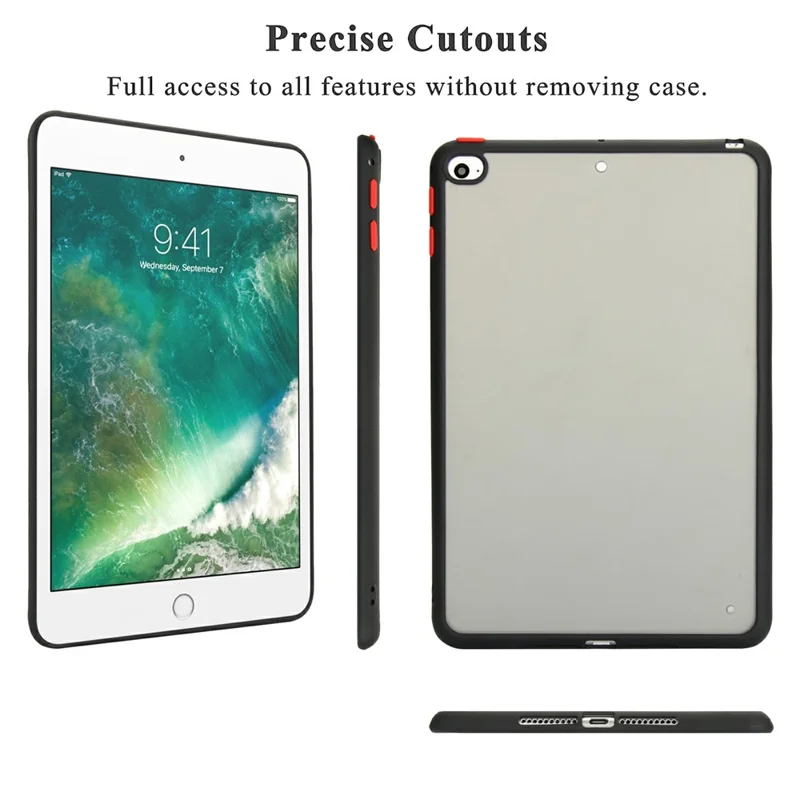 For iPad mini (2019) 7.9 inch  /  mini 4 Case Skin Touch Matte Acrylic TPU Shockproof Tablet Cover - Black