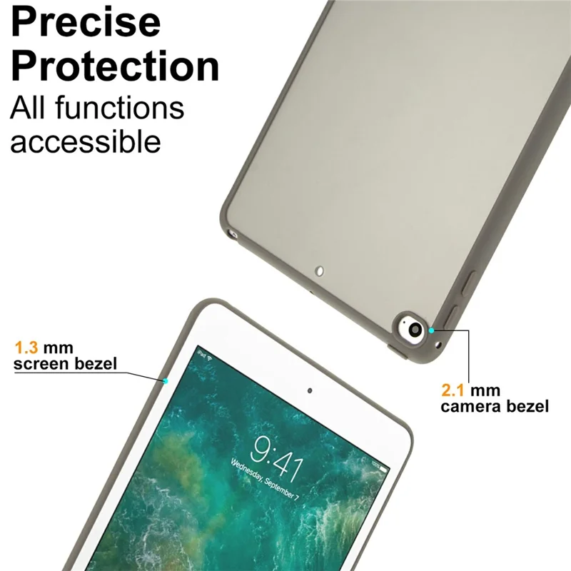 Hülle für iPad mini (2019) 7,9 Zoll / mini 4 Skin Touch Matt Acryl TPU Stoßfeste Tablet-Schutzhülle - Grau