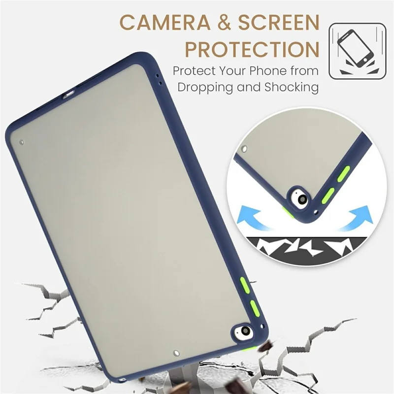 For iPad mini (2019) 7.9 inch  /  mini 4 Case Skin Touch Matte Acrylic TPU Shockproof Tablet Cover - Dark Blue