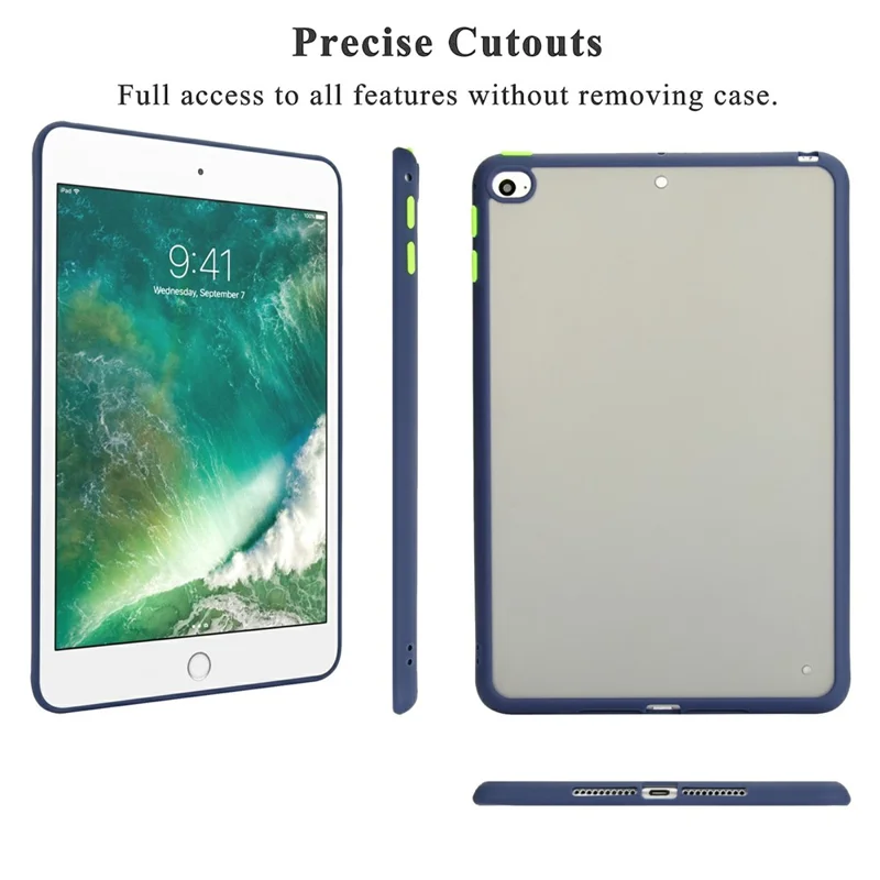 For iPad mini (2019) 7.9 inch  /  mini 4 Case Skin Touch Matte Acrylic TPU Shockproof Tablet Cover - Dark Blue