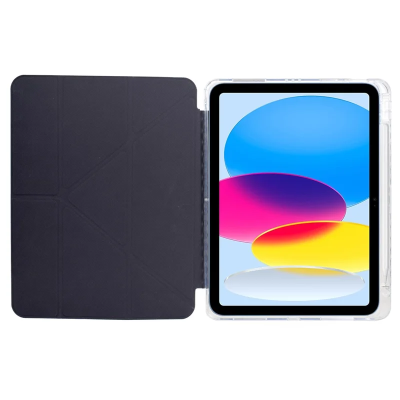Per iPad mini (2024) / (2021) Custodia Y-Fold Stand Pattern Print in Pelle + Copertura Tablet in Acrilico Trasparente con Porta-Matita - Lupo Fantasma