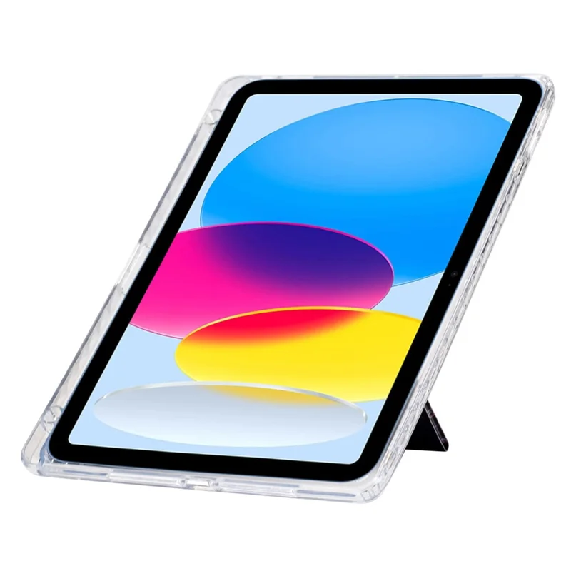 Custodia per Tablet iPad 9,7 pollici (2018) / (2017) / Air 2 / Air (2013), Cover in Pelle con Supporto Pieghevole a Y e Stampa a Motivi + Retro in Acrilico Trasparente - Lupo Fantasma