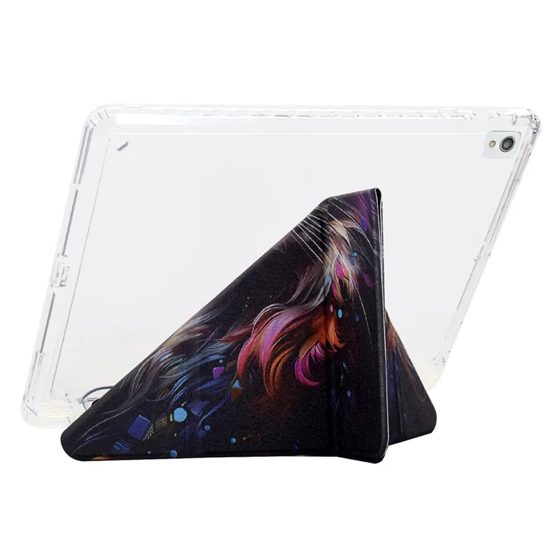 Tablet Case For iPad 10.2 (2020) / (2019) / Air 10.5 inch (2019) , Y-Fold Stand Pattern Print Leather + Clear Acrylic Cover - Cat and Dog