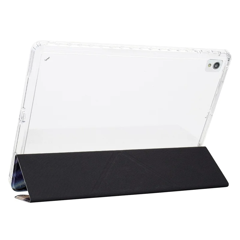 Tablet Case For iPad 10.2 (2020) / (2019) / Air 10.5 inch (2019) , Y-Fold Stand Pattern Print Leather + Clear Acrylic Cover - Cat and Dog