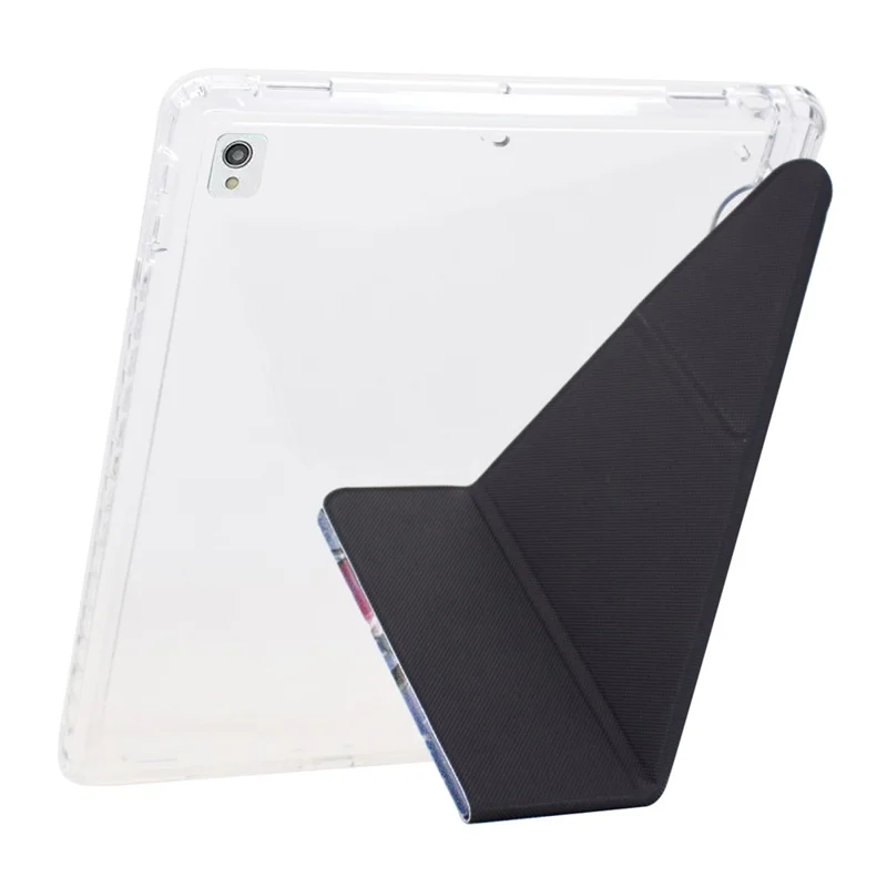 Tablet Case For iPad 10.2 (2020) / (2019) / Air 10.5 inch (2019) , Y-Fold Stand Pattern Print Leather + Clear Acrylic Cover - Cat and Dog