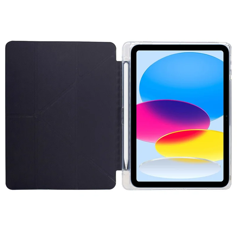 Tablet Case For iPad 10.2 (2020) / (2019) / Air 10.5 inch (2019) , Y-Fold Stand Pattern Print Leather + Clear Acrylic Cover - Cat and Dog
