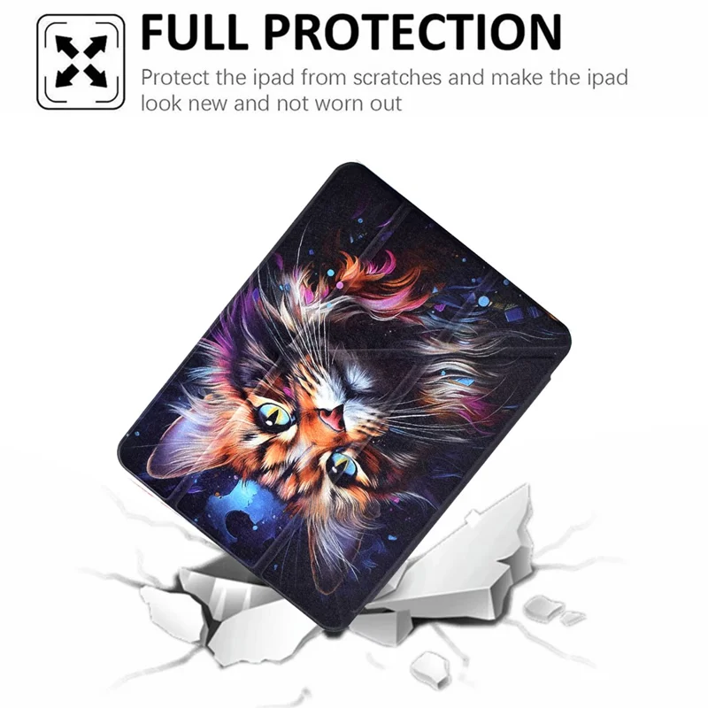Tablet Case For iPad 10.2 (2020) / (2019) / Air 10.5 inch (2019) , Y-Fold Stand Pattern Print Leather + Clear Acrylic Cover - Cat and Dog