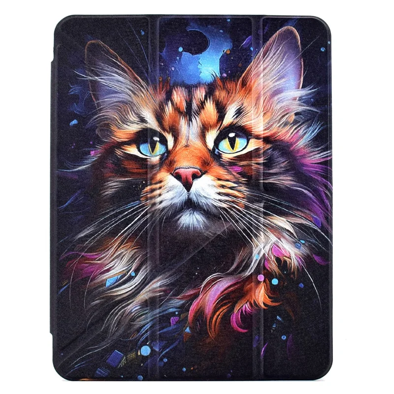 Tablet Case For iPad 10.2 (2020) / (2019) / Air 10.5 inch (2019) , Y-Fold Stand Pattern Print Leather + Clear Acrylic Cover - Cat and Dog