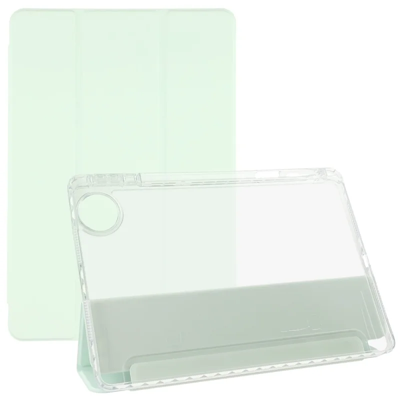 Étui pour tablette Honor Pad 10 - Support Pliant en Cuir + TPU + Dos Transparent en Acrylique - Vert Clair