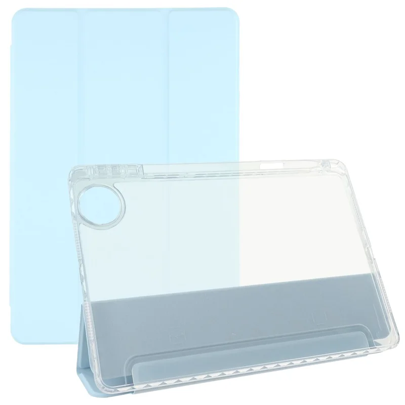 For Honor Pad 10 Case Tri-Fold Stand Leather + TPU + Acrylic Clear Back Tablet Cover - Baby Blue