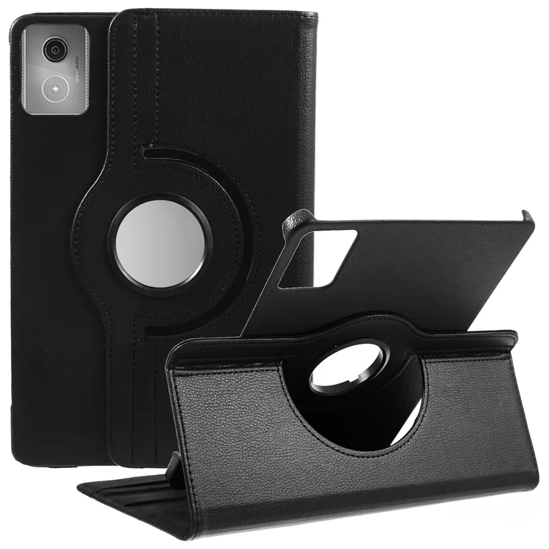 Para Lenovo Idea Tab Tablet TB336ZU, TB336FU / Xiaoxin Pad 11 2025 Capa com Suporte Giratório em Couro Sintético + Capa de Tablet em PC com Elástico - Preto
