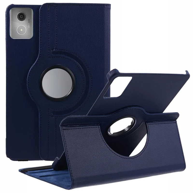 For Lenovo Tab K11 Gen 2 / Idea Tab / Xiaoxin Pad 11 2025 Case Rotating Stand PU Leather + PC Tablet Cover with Elastic Band - Dark Blue